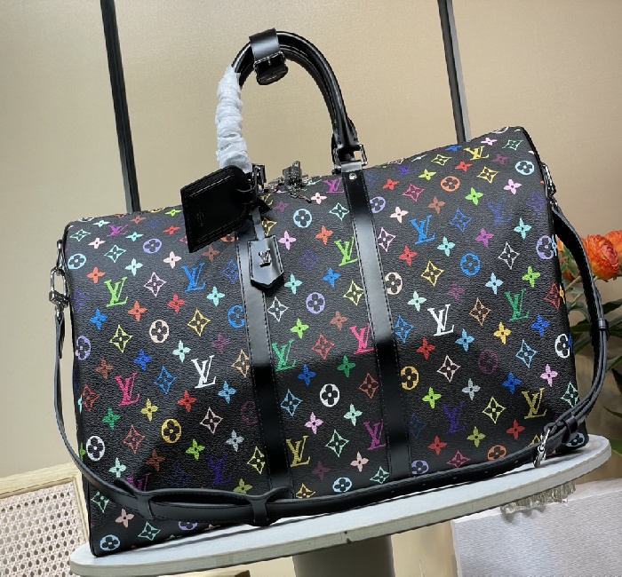 LV女包LV男包顶级原单复刻独家实拍📷【LV x TM KEEPALL BANDOULIÈRE 50 旅行袋】 m13745 黑彩（村上隆）