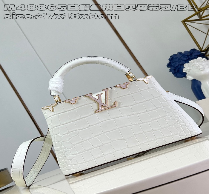 <strong>lv</strong>女包 顶级原单【独家实拍 M48865白鳄鱼拼白贝母花冠/小号 】