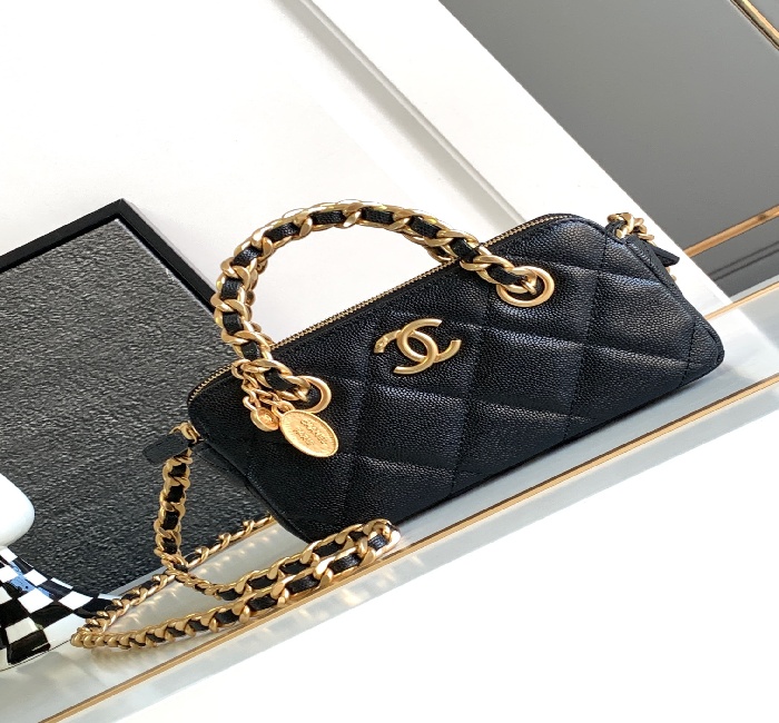 <strong>香奈儿</strong>Chanel23C 金币 小废包包woc4种不同金币加上复古双链条精致感满分经典黑金配上荔枝纹牛皮