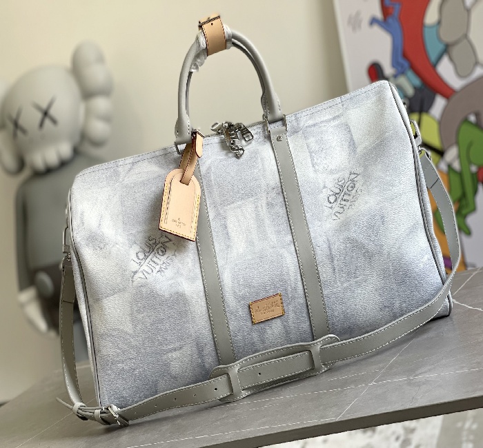 N50069蓝 N50069灰 KEEPALL BANDOULIÈRE 50 旅行袋本款 Keepall BANDOULIÈRE 旅行袋取材 Damier Salt 帆布