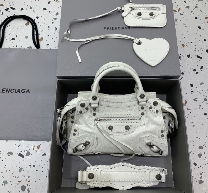 ＜油蜡白银扣＞Balencia巴黎最新款Neo cagole机车包